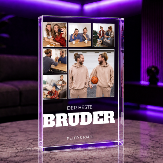 Der beste Bruder Namen + Foto - Druck auf Glas, personalisiertes Geschenk für Bruder