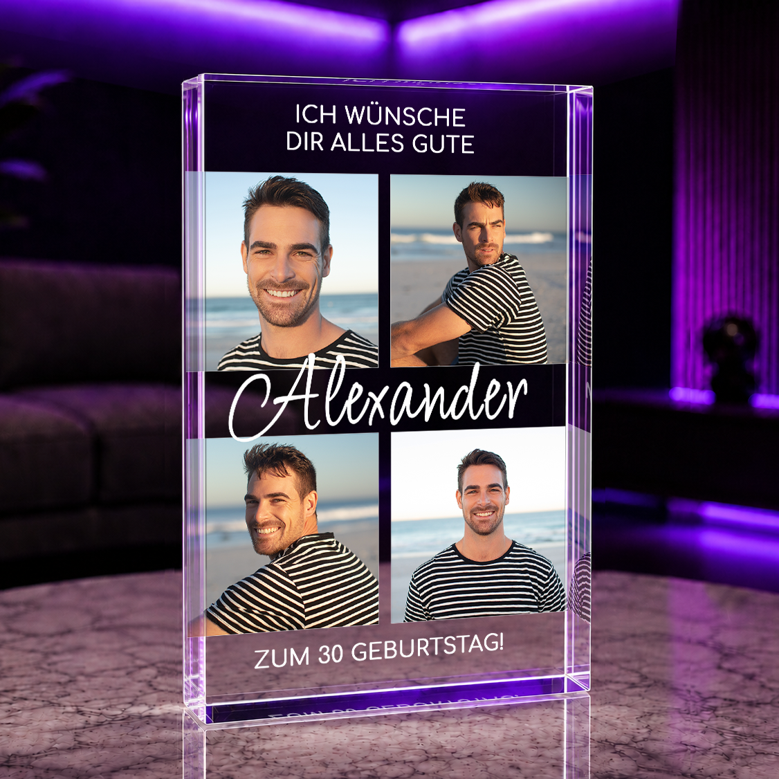Dein 30. Geburtstag - Druck auf Glas, personalisiertes Geschenk für Mann