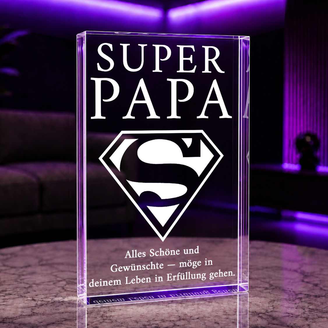 Wünsche für einen Super-Papa - Druck auf Glas, personalisiertes Geschenk für Papa