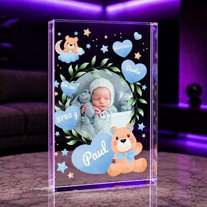 Metriken des Kindes - Druck auf Glas, personalisiertes Geschenk für Kind