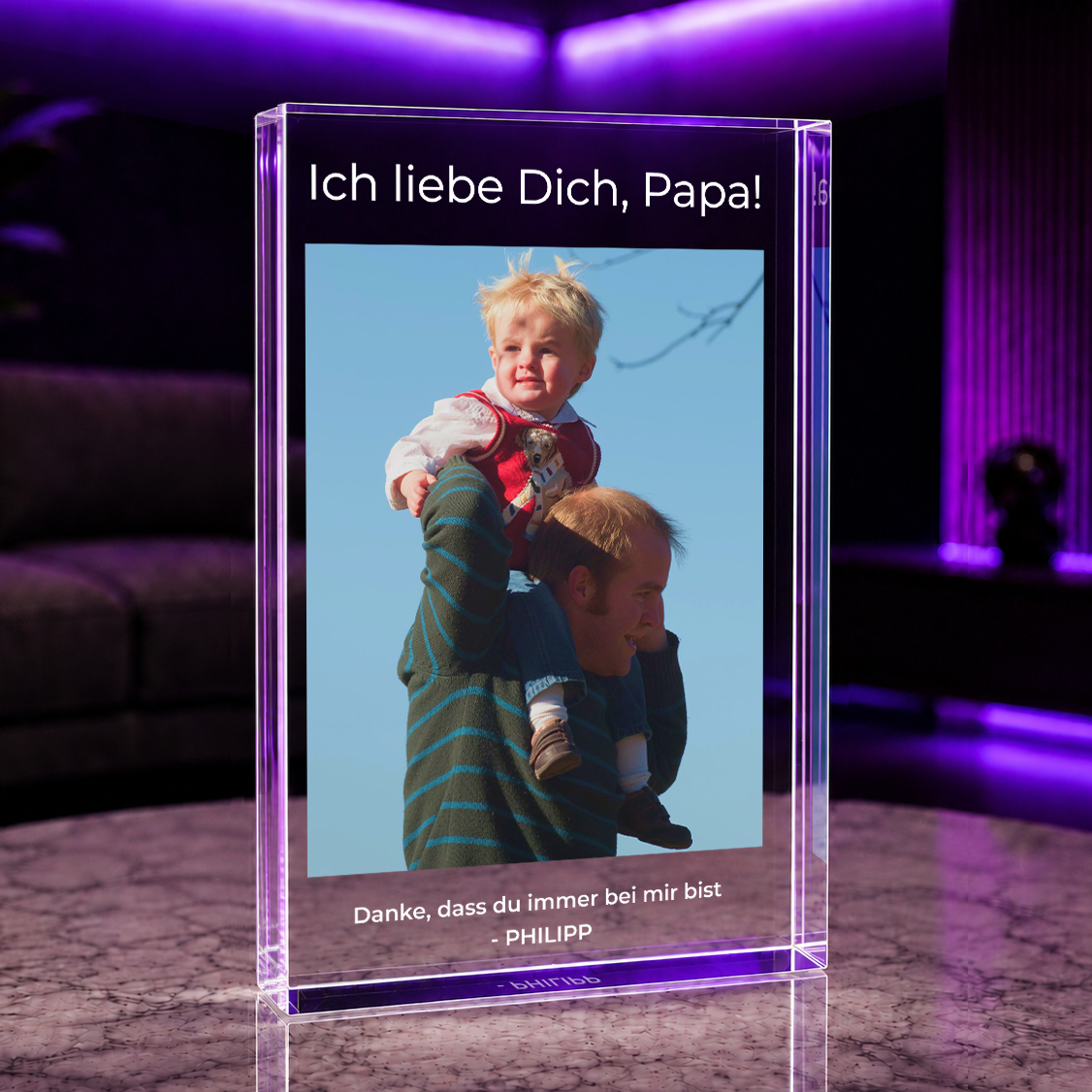 Danke, dass du immer bei mir bist - Druck auf Glas, personalisiertes Geschenk für Papa