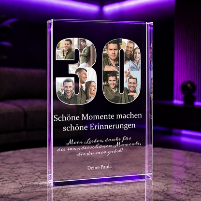 Für Ihren 30. Geburtstag - Druck auf Glas, personalisiertes Geschenk für Mann