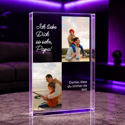 Papa, ich liebe dich sehr - Druck auf Glas, personalisiertes Geschenk für Papa