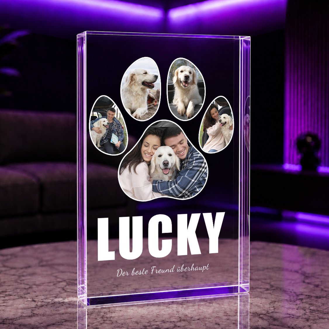 Hundepfoten-Collage - Druck auf Glas, personalisiertes Geschenk
