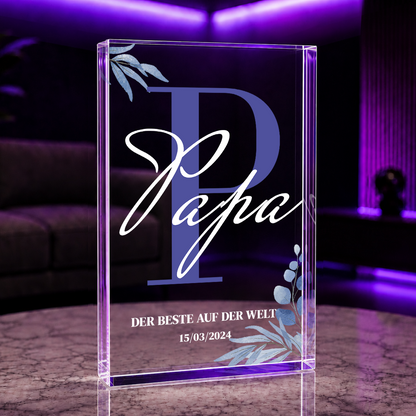 Der Buchstabe "T" - Druck auf Glas, personalisiertes Geschenk für Papa
