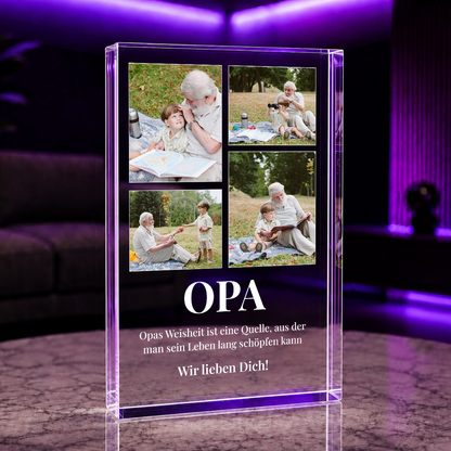 Opas Weisheit - Druck auf Glas, personalisiertes Geschenk für Opa