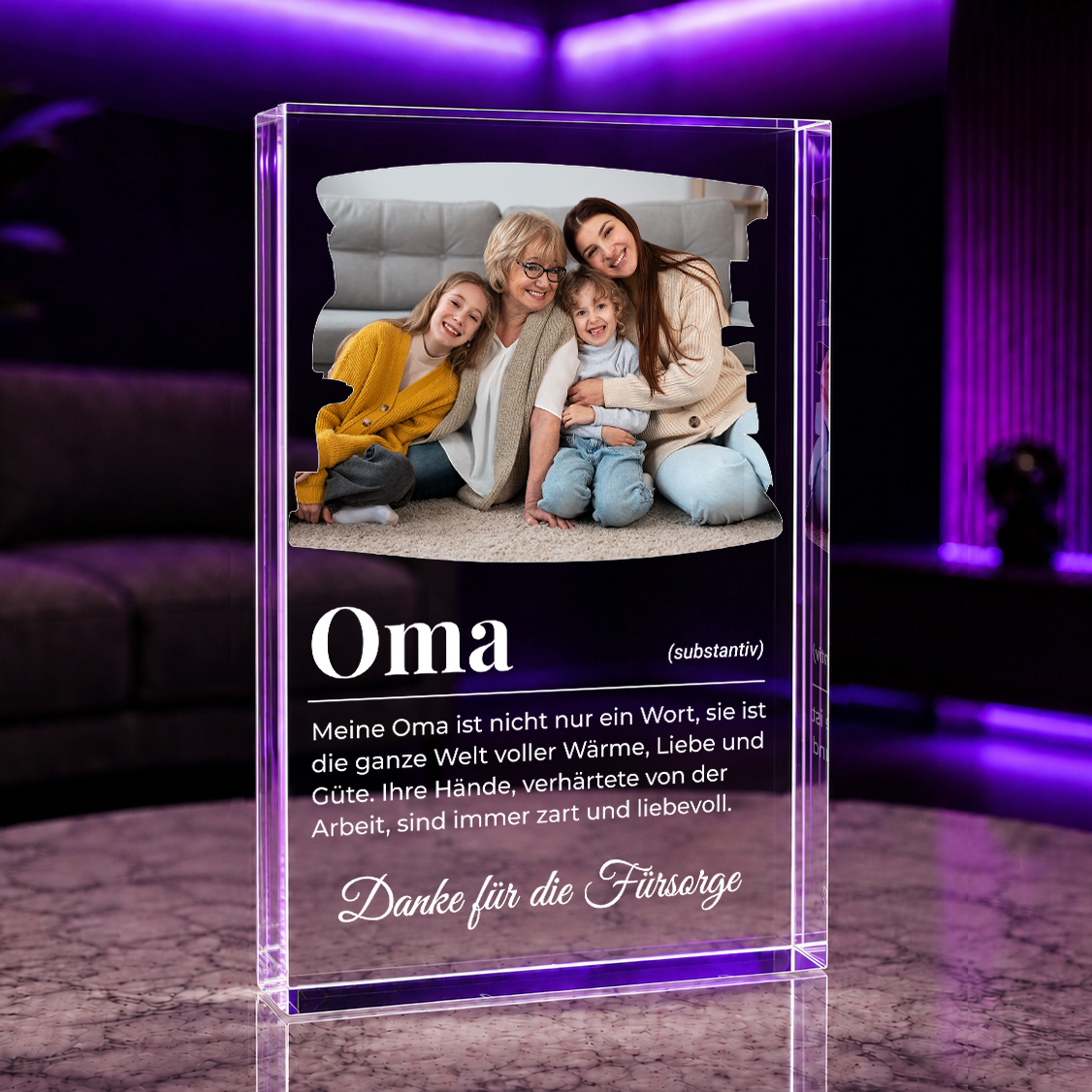OMA Definition - Druck auf Glas, personalisiertes Geschenk für Oma