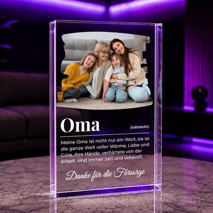 OMA Definition - Druck auf Glas, personalisiertes Geschenk für Oma