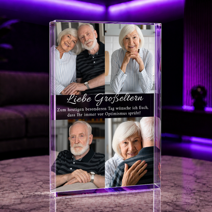 Herzliche Wünsche für Großeltern - Druck auf Glas, personalisiertes Geschenk für Großeltern