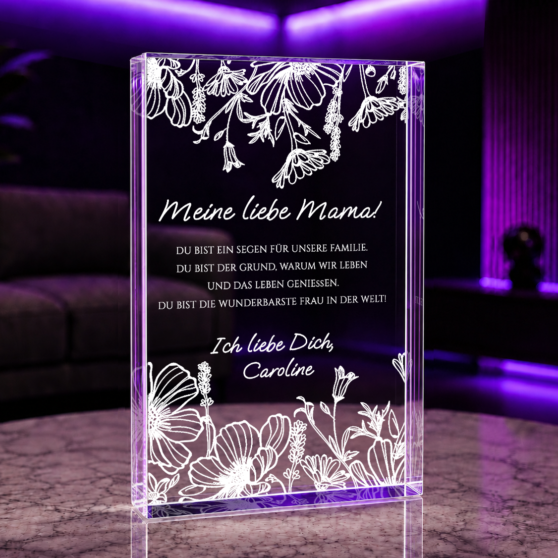 Meine liebe Mama - Druck auf Glas, personalisiertes Geschenk für Mama