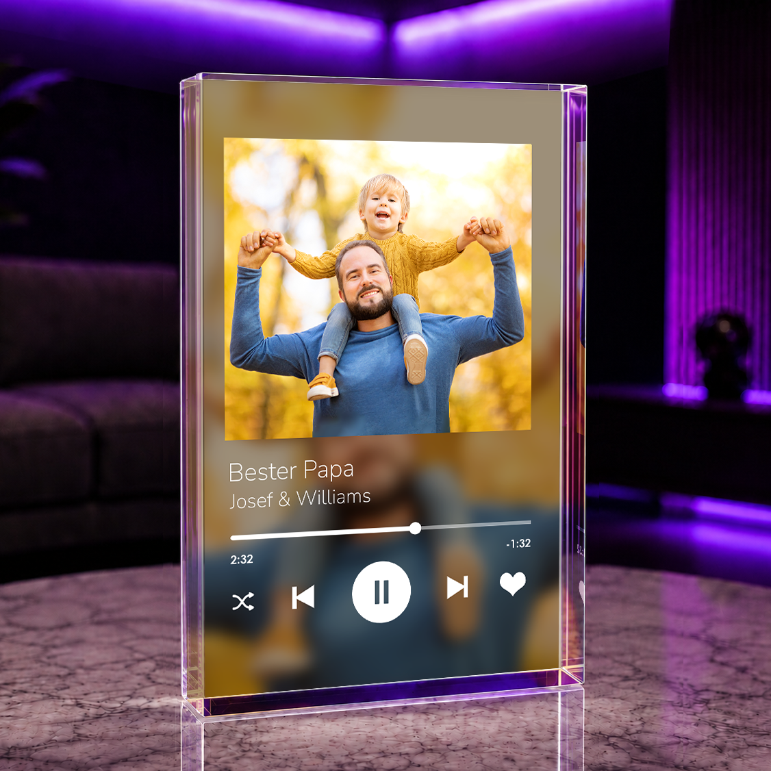 Bester Papa - Spotify - Druck auf Glas, personalisiertes Geschenk für Papa