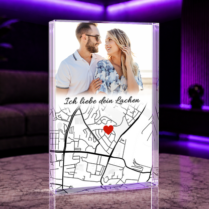 Karte der Liebe - Druck auf Glas, personalisiertes Geschenk für Paar