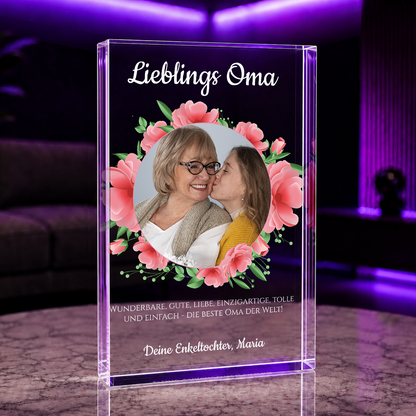 Bevorzugte Großmutter - Druck auf Glas, personalisiertes Geschenk für Oma