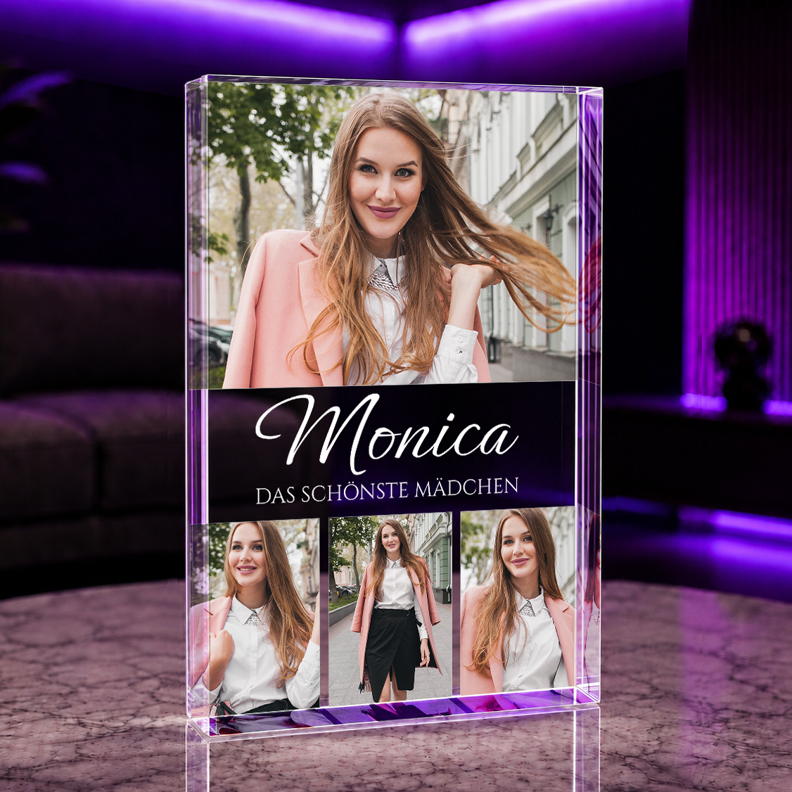 Das schönste Mädchen - Druck auf Glas, personalisiertes Geschenk für Frau