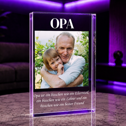 Opa-Inschrift + Text - Druck auf Glas, personalisiertes Geschenk für Opa