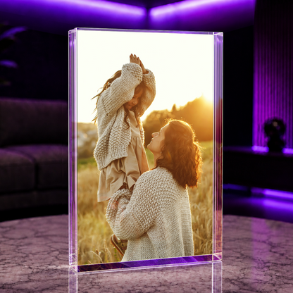 Sonnenuntergang mit Mutter - Druck auf Glas, personalisiertes Geschenk für Mama