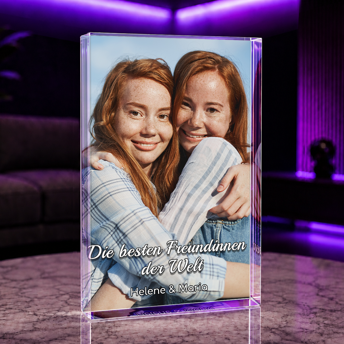 Die besten Freundinnen der Welt - Druck auf Glas, personalisiertes Geschenk für Freundin