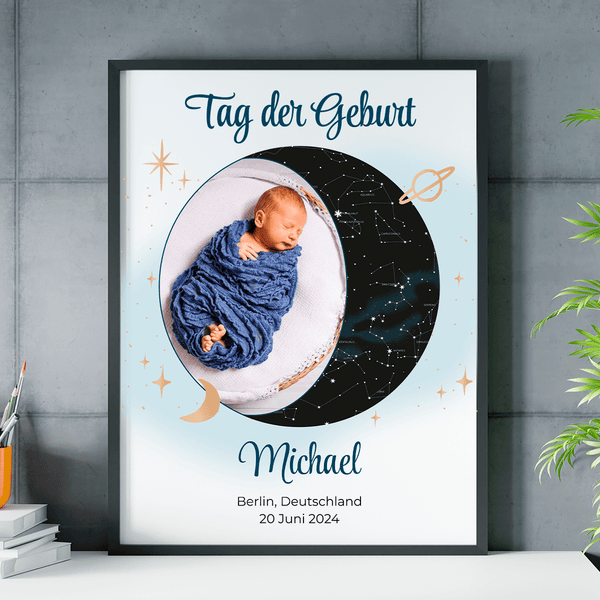 Tag der Geburt - Poster, personalisiertes Geschenk für Kind - Adamell.de