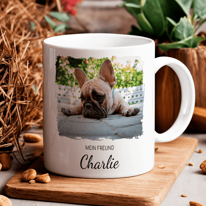 Tasse + bedrucktes Kissen HUNDEPAPA - Geschenkset Box 2 in 1, personalisiertes Geschenk für Hundeliebhaber - Adamell.de