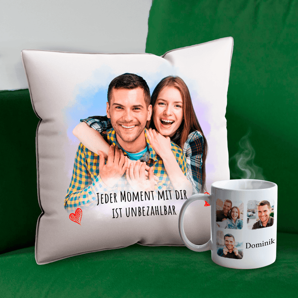 Tasse + bedrucktes Kissen MANN - Geschenkset Box 2 in 1, personalisiertes Geschenk für Mann - Adamell.de