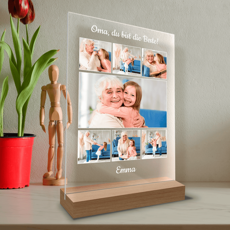 Tasse + Tee + Druck auf Glas FOTOS MIT OMA - Geschenkset Box 3 in 1, personalisiertes Geschenk für Oma - Adamell.de