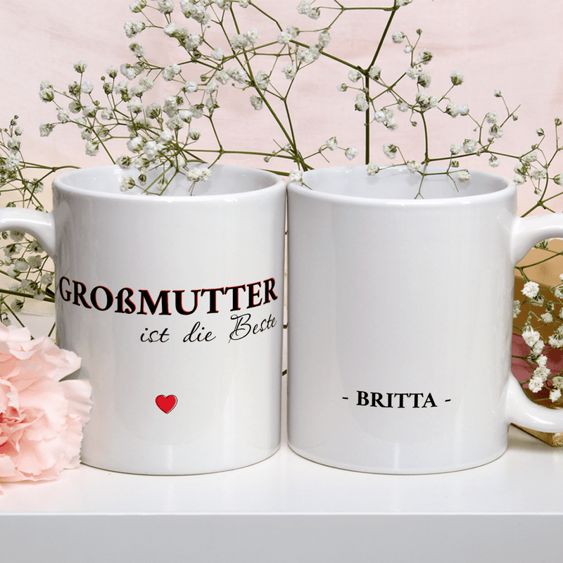 Tasse + Tee + Druck auf Glas LIEBE OMA - Geschenkset Box 3 in 1, personalisiertes Geschenk für Oma - Adamell.de