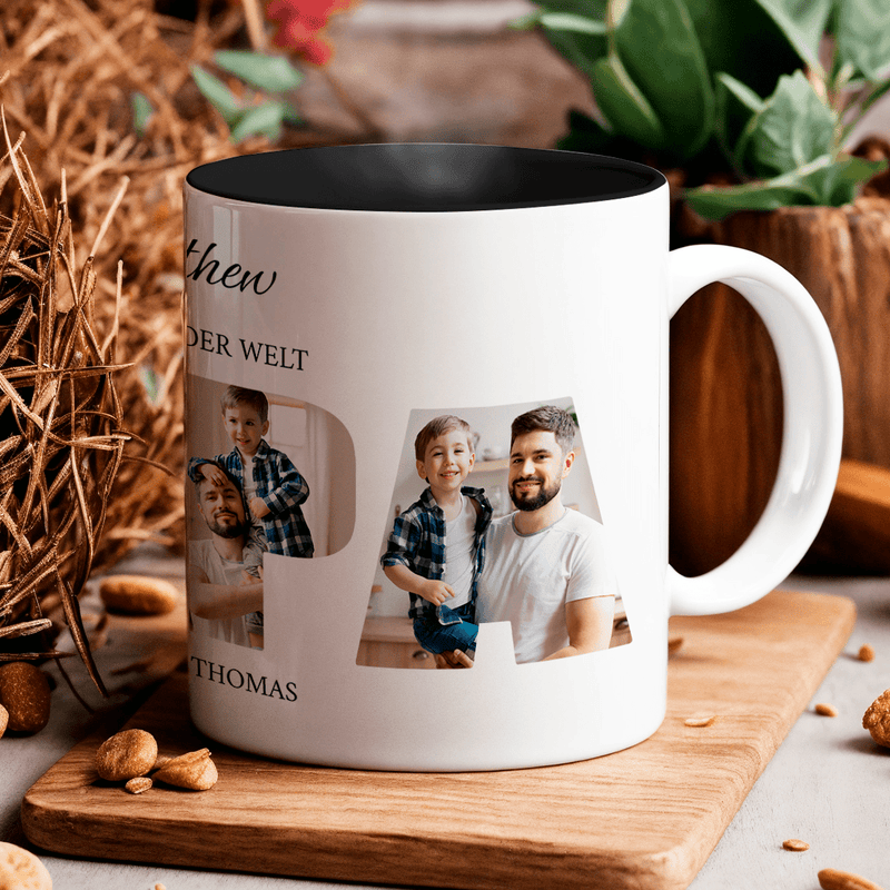 Tassen Set PAPA - 4 x bedruckte Tasse, personalisiertes Geschenk für Papa - Adamell.de