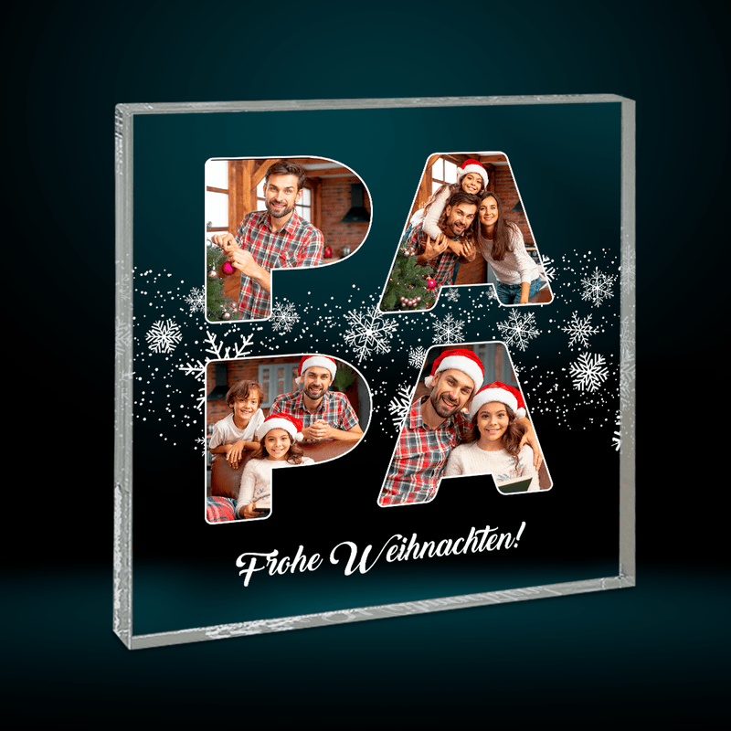 TATA Weihnachts Fotocollage - Druck auf quadratischem Glas, personalisiertes Geschenk für Papa - Adamell.de