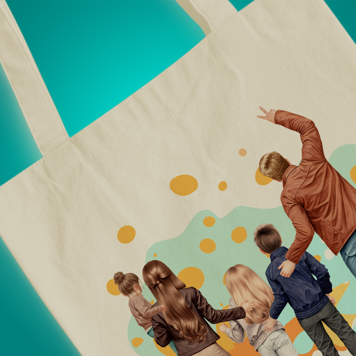 Stofftasche mit eigenem Aufdruck UNSERE FAMILIE - personalisiertes Geschenk für Eltern