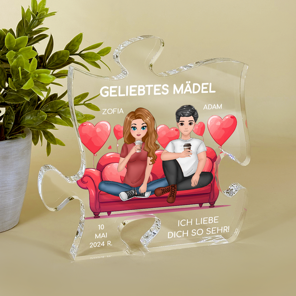 Geliebtes Mädel - Druck auf Glas - das Puzzle, personalisiertes Geschenk für Mädchen