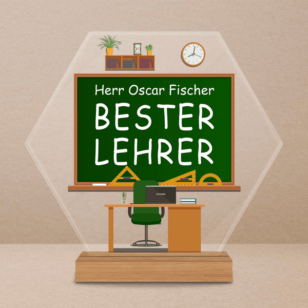 Unser bester Lehrer - Druck auf Glas, personalisiertes Geschenk für Lehrer - Adamell.de