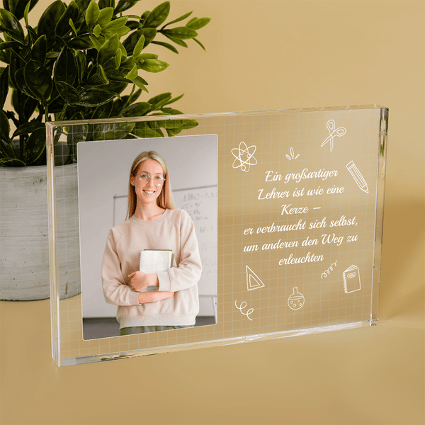 Unser hervorragender Lehrer - Druck auf Glas, personalisiertes Geschenk für Lehrer - Adamell.de