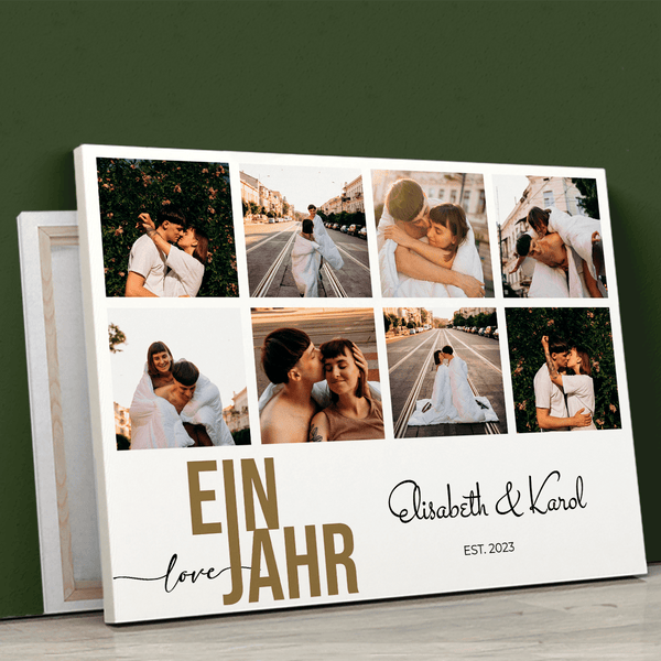 Unser Jahr + Namen - Druck auf Leinwand, personalisiertes Geschenk für Paare - Adamell.de