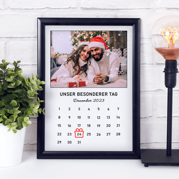 Unser Kalender - Druck auf Glas, ein personalisiertes Geschenk für Paar - Adamell.de