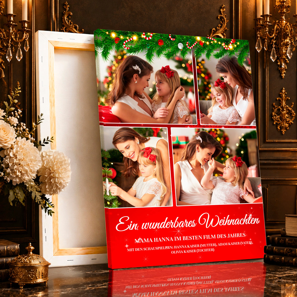 Fotocollage auf Leinwand Unser wunderbares Weihnachten — Geschenk für Mama