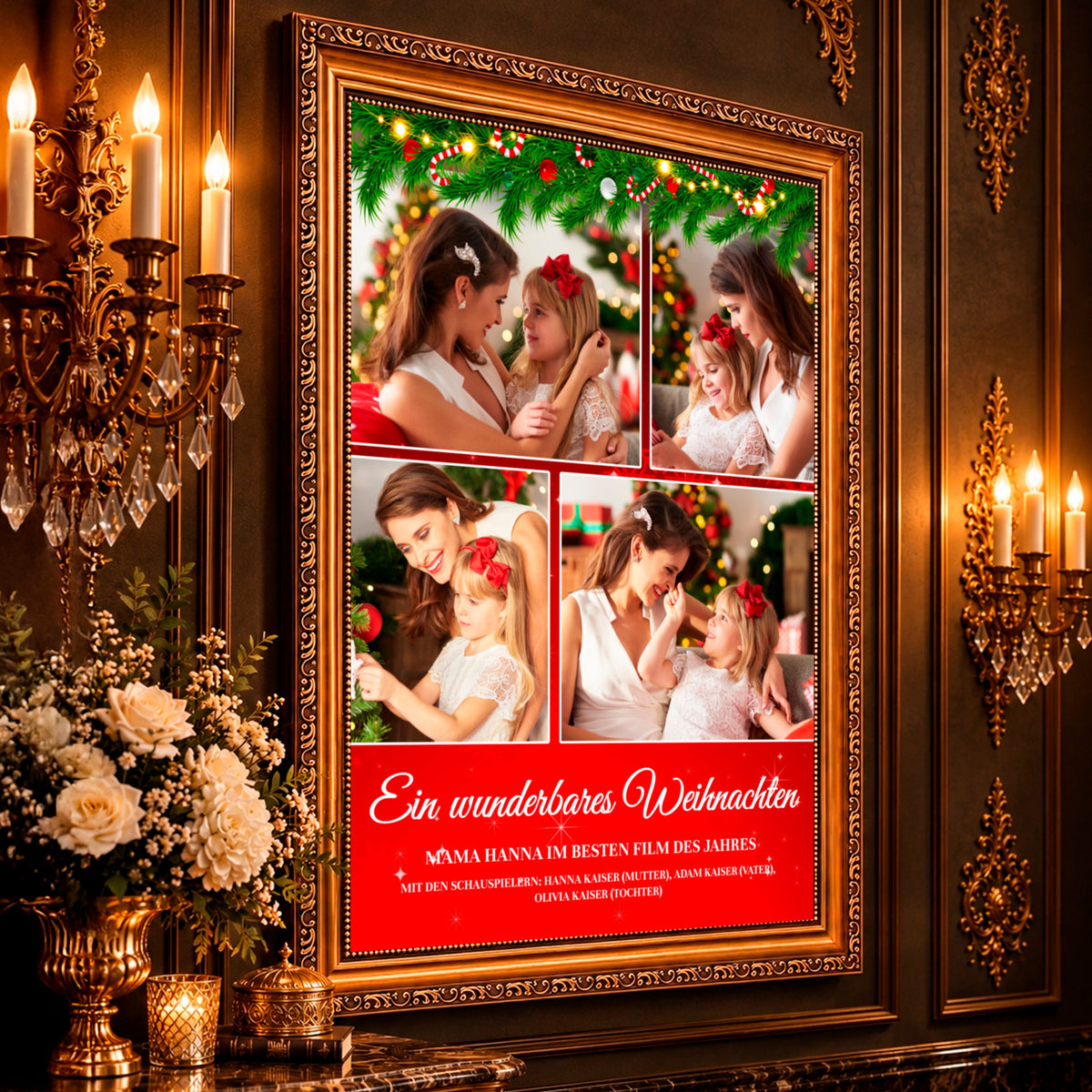 Fotocollage auf Leinwand Unser wunderbares Weihnachten — Geschenk für Mama