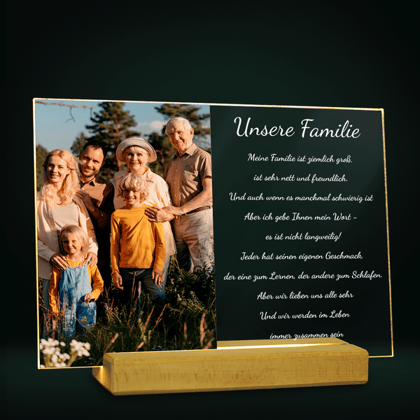 Unsere Familie - Druck auf Glas, personalisiertes Geschenk - Adamell.de