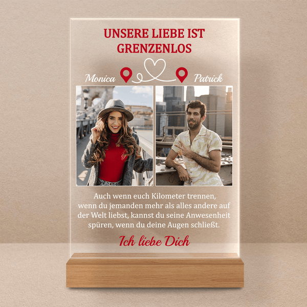 Unsere grenzenlose Liebe - Druck auf Glas, personalisiertes Geschenk für Paar - Adamell.de