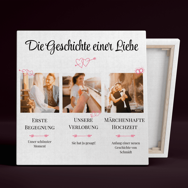 Unsere Liebesgeschichte - Druck auf Leinwand, personalisiertes Geschenk für Paar - Adamell.de