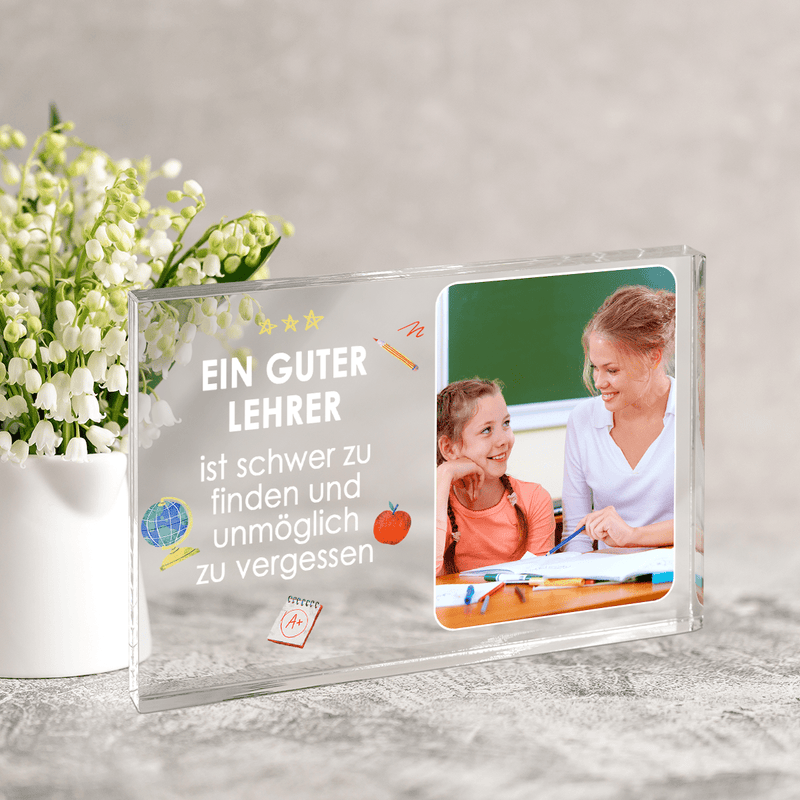 Unvergesslicher Lehrer - Druck auf Glas, personalisiertes Geschenk für Lehrer - Adamell.de
