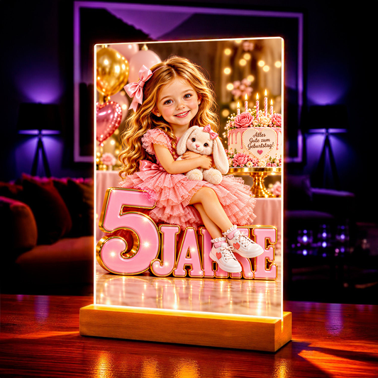 Geschenk zum Kindergeburtstag – Porträt auf Acrylglas "Märchenhafter Geburtstag"