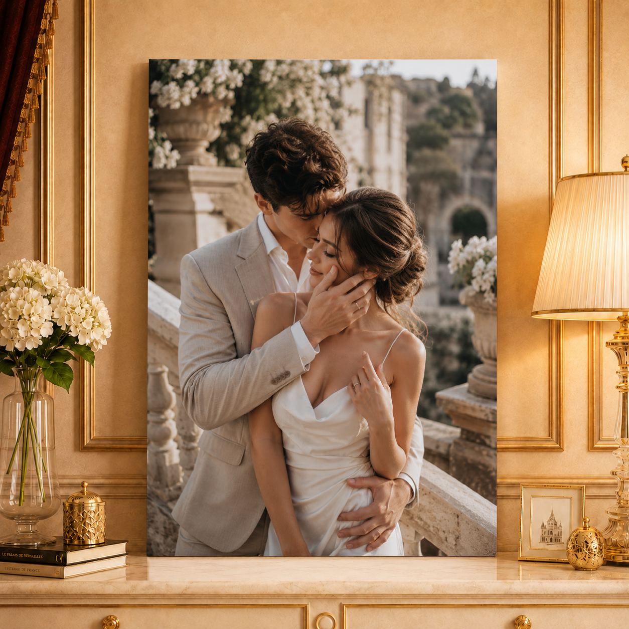 Romantischer Moment – Foto auf Leinwand, personalisiertes Geschenk für Paar