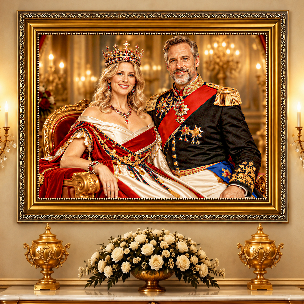 Königliche Eleganz – Porträt auf Leinwand für Eltern