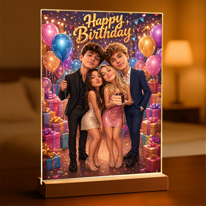 Gruppe von Freunden - Druck auf Glas, personalisiertes Geschenk zum Geburtstag