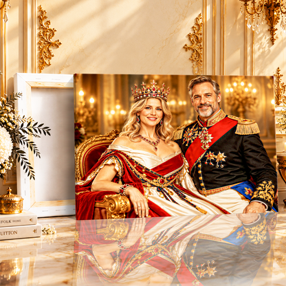 Königliche Eleganz – Porträt auf Leinwand für Eltern