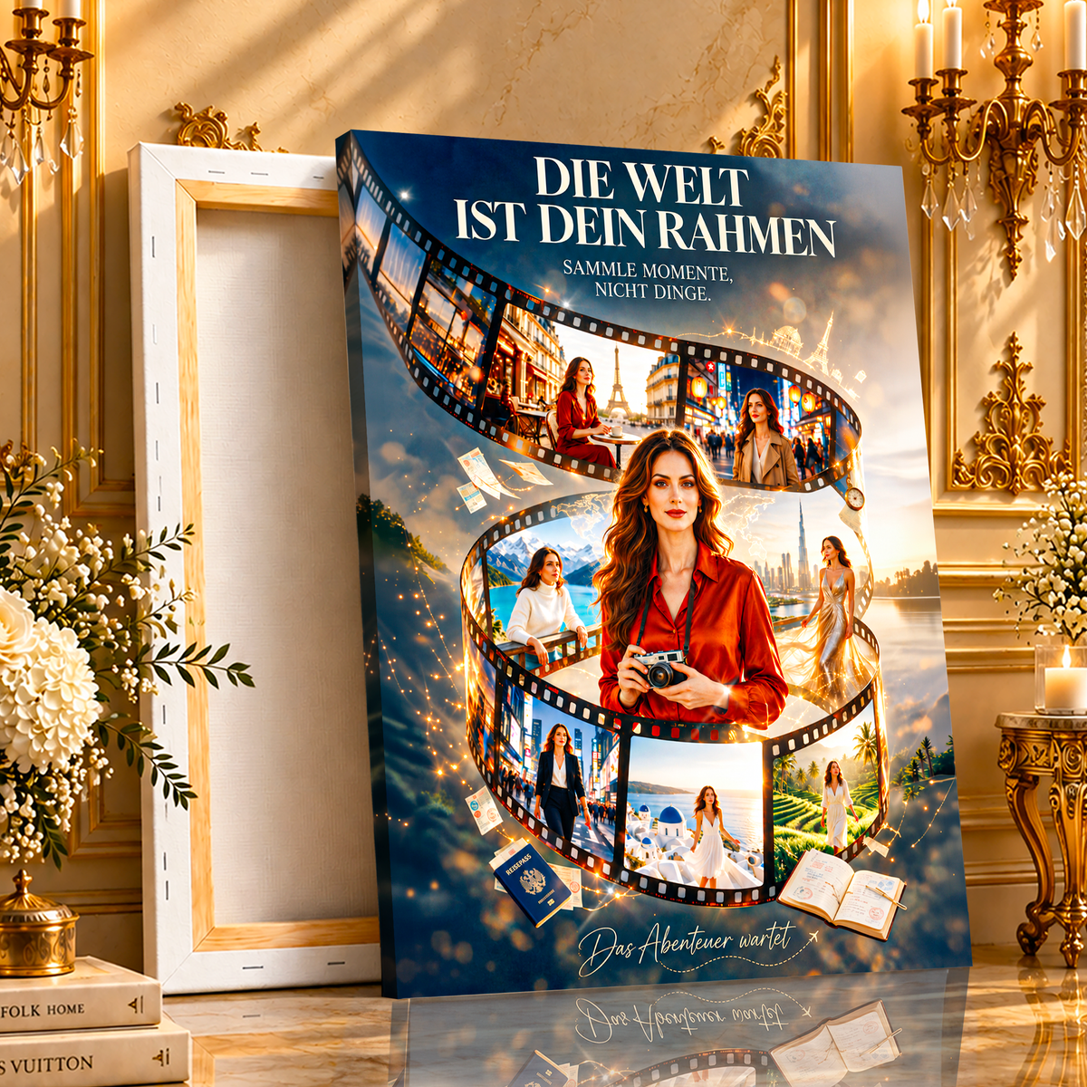 Reiseträume: Geschenk für Sie – Porträt auf Leinwand