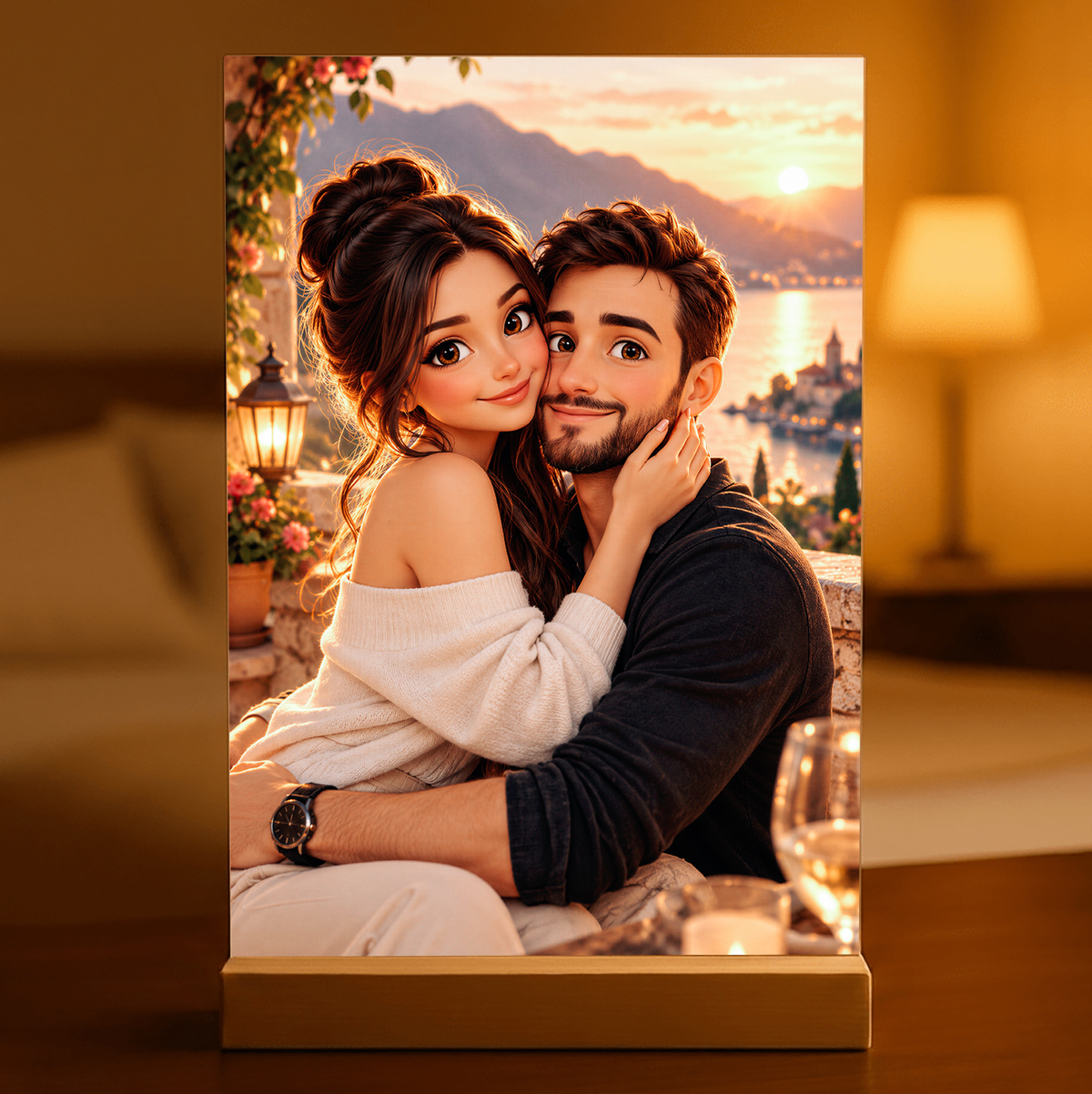 Geschenk für Paare – Porträt auf Acrylglas "Romantischer Sonnenuntergang"