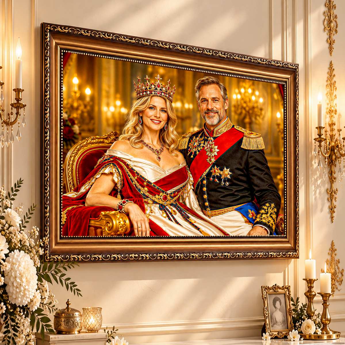 Königliche Eleganz – Porträt auf Leinwand für Eltern