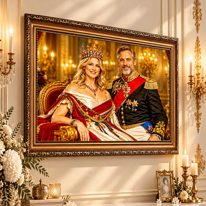 Königliche Eleganz – Porträt auf Leinwand für Eltern
