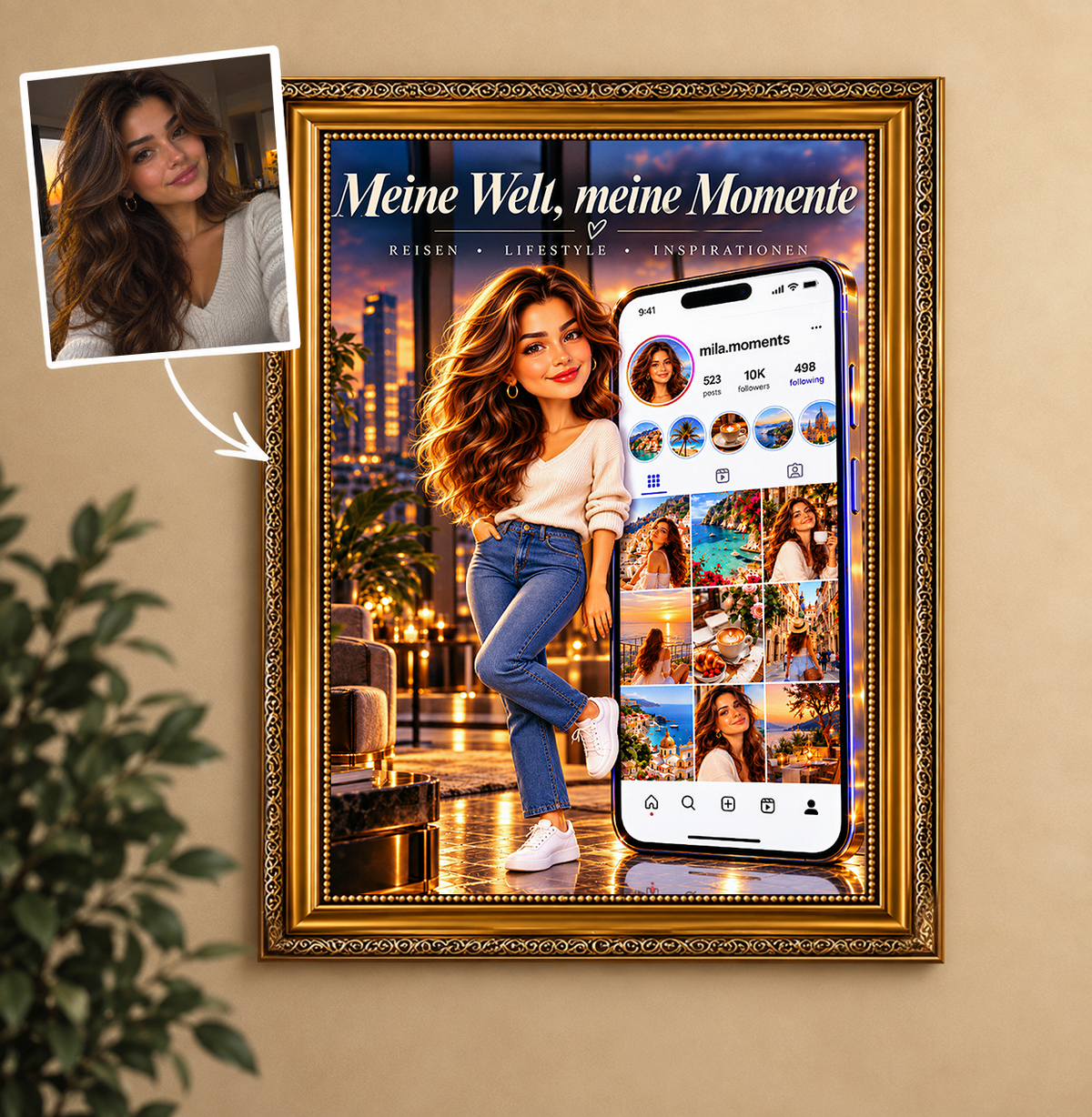 Virtuelle Welt: Geschenk für Sie – Porträt auf Leinwand
